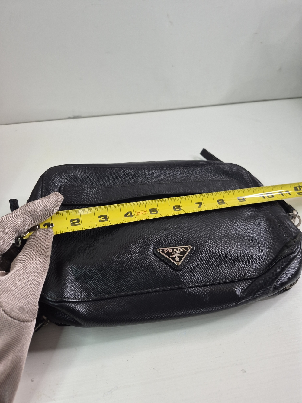 Prada Black Saffiano Leather Wrist Pouch - Picture 14 of 15